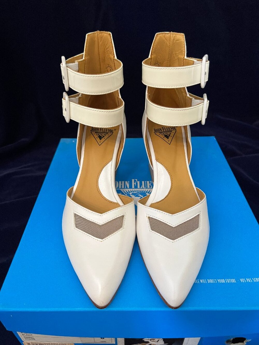 Fluevog  Modern Living Slant Ankle strap heel white size 6 - Picture 4 of 11